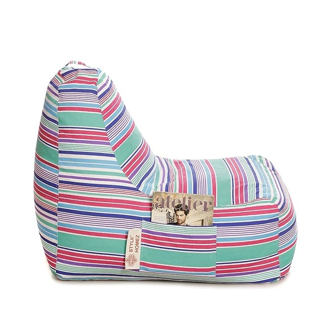 Style Homez Hackey Cotton Canvas Stripes Printed Bean Bag XXXL Size Cover Only