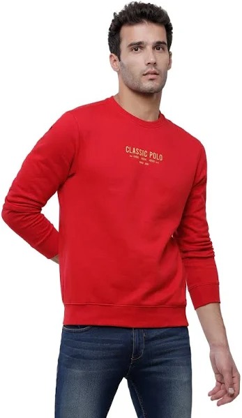 Classic Polo Men s Solid Full Sleeve Red Sweat Shirt 42 CM