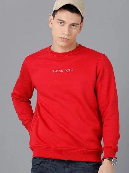 Classic Polo Men Red Cotton Sweatshirt 38 CM