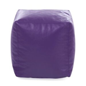 Style Homez Premium Leatherette Square Bean Bag Ottoman Stool L Size Purple Color Cover Only