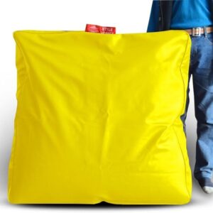 Style Homez Premium Leatherette L Classic Square Floor Cushion Yellow Color Cover Only