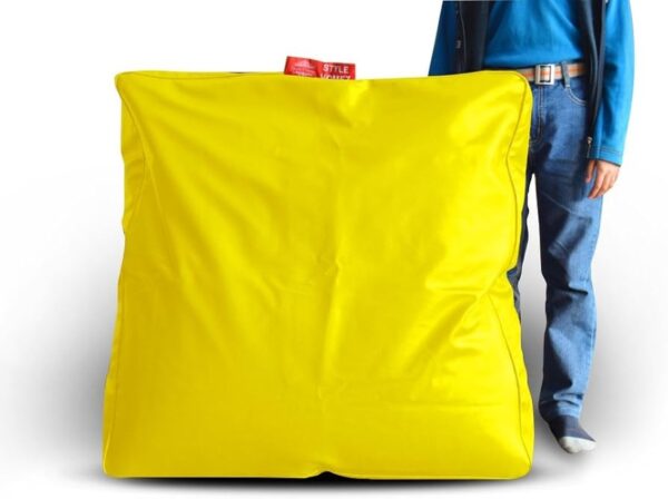 Style Homez Premium Leatherette L Classic Square Floor Cushion Yellow Color Cover Only