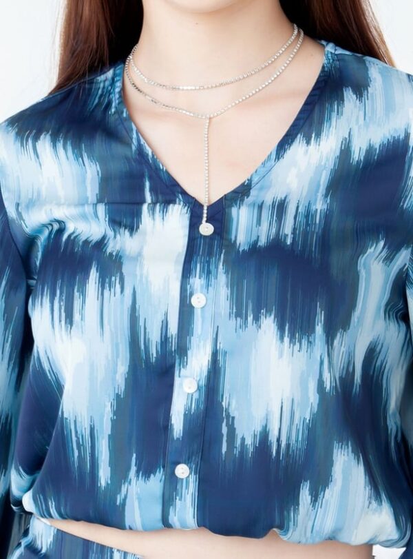 ZINK LONDON Women Printed Crop Top blue colour size L