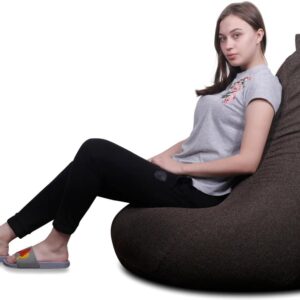 STYLE HOMEZ XL ORGANIX Collection Organic Jute Fabric Classic Teardrop Bean Bag With Bean Filling Brown
