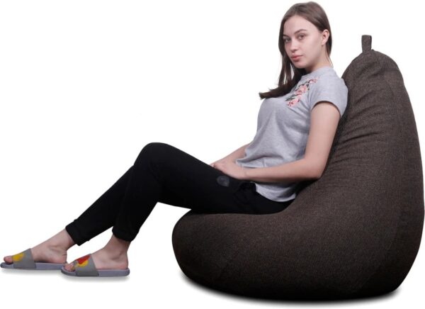 STYLE HOMEZ XL ORGANIX Collection Organic Jute Fabric Classic Teardrop Bean Bag With Bean Filling Brown