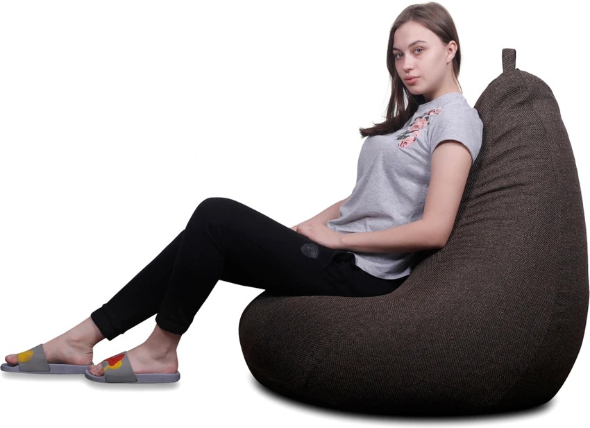 STYLE HOMEZ XL ORGANIX Collection Organic Jute Fabric Classic Teardrop Bean Bag With Bean Filling Brown