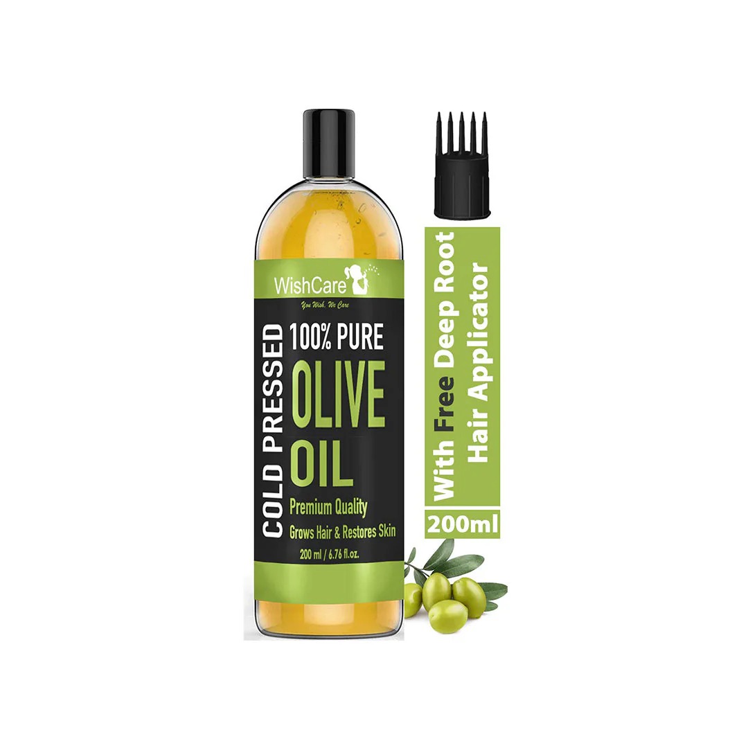 WishCare 100 Pure Cold Pressed Olive Oil for Healthy Hair Glowing Skin 200ml