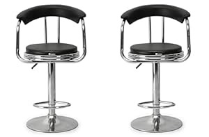 GOYALSON Classic Height Adjustable and Revolving Bar Stool Kitchen Chair 2 Black