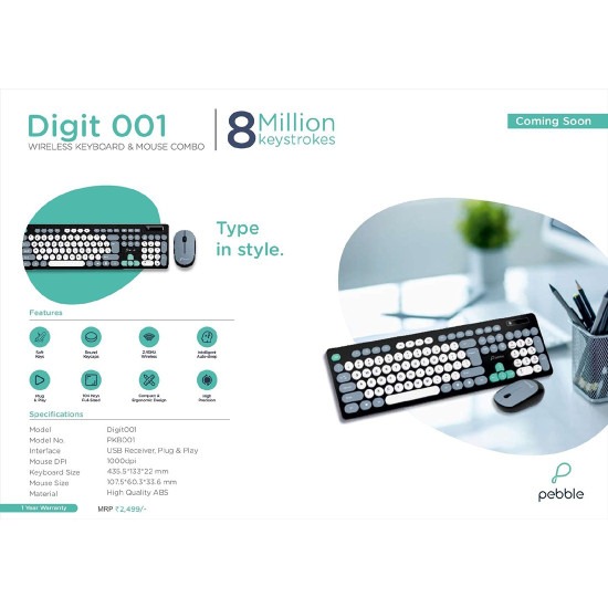 Pebble wireless keyboard model DIGITOO1 and mouse missing