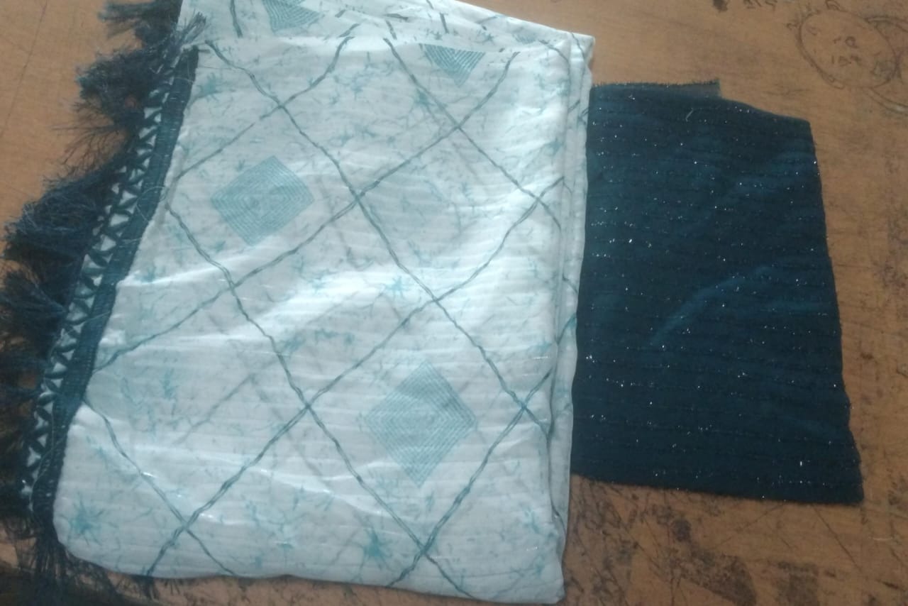 Private Label Jimmy saree off white and blue colour
