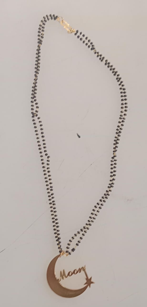 Private Lable TRENDY EVIL Moon MANGALSUTRA Black And Gold Colour