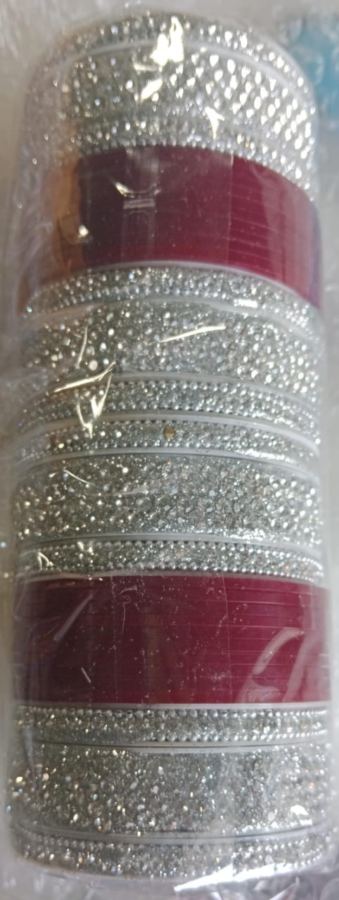 Private Lable Bridal chuda red Patti AD kada Maroon And White Colour For Women And Girls