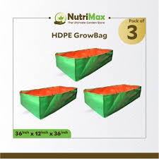 NutriMax NutriMax Plant Growbags 200 GSM HDPE 24 x 9 Pack of 3 Grow Bag green
