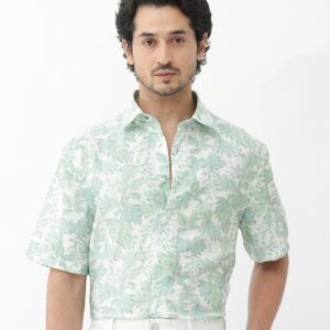 Rare rabbit FLORAL PRINT SHIRT SAGE PASTEL GREEN half sleeve size M