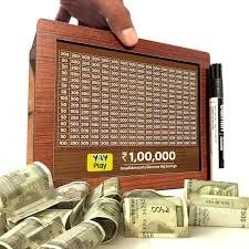 YaYplay Wooden Piggy Bank Brown 100 000 Rupees Capacity