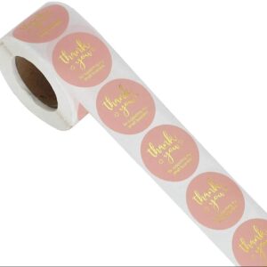 Private Lable 500 PCS Round Thank You Sticker Labels Gold Foil Sealing Stickers For Small Business