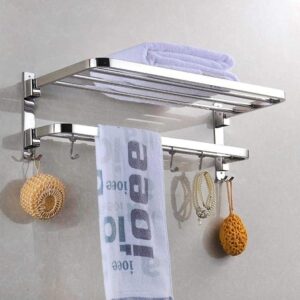 Plantex 304 Grade Stainless Steel Foldable Towel Rack in Bathroom 18 Inch Chrome