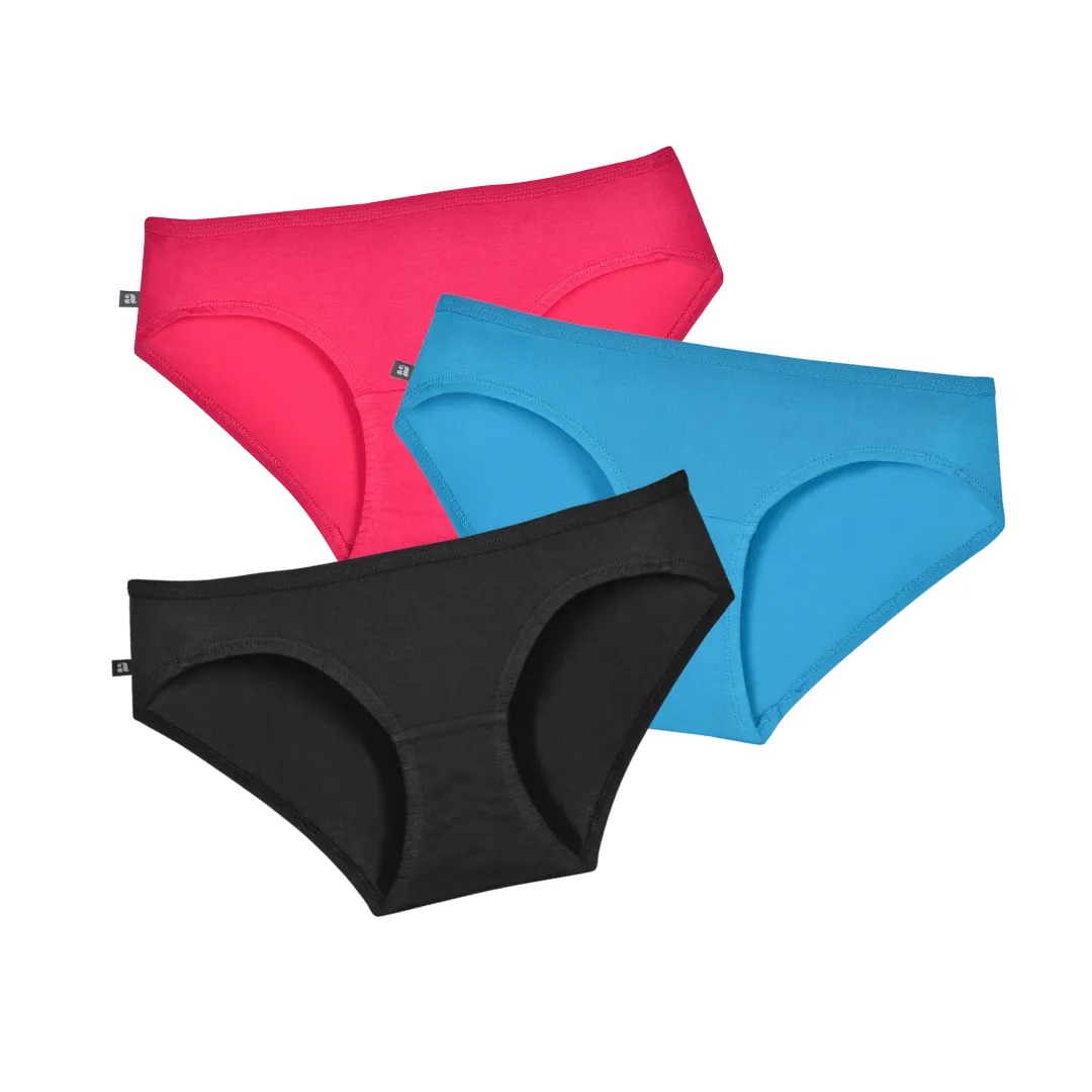 Adira Teen Cotton Panties pack of 3 colour black blue night blue size 10 XL