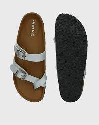 ARBUNORE White And Brown Flat Sandals for Women Size 6