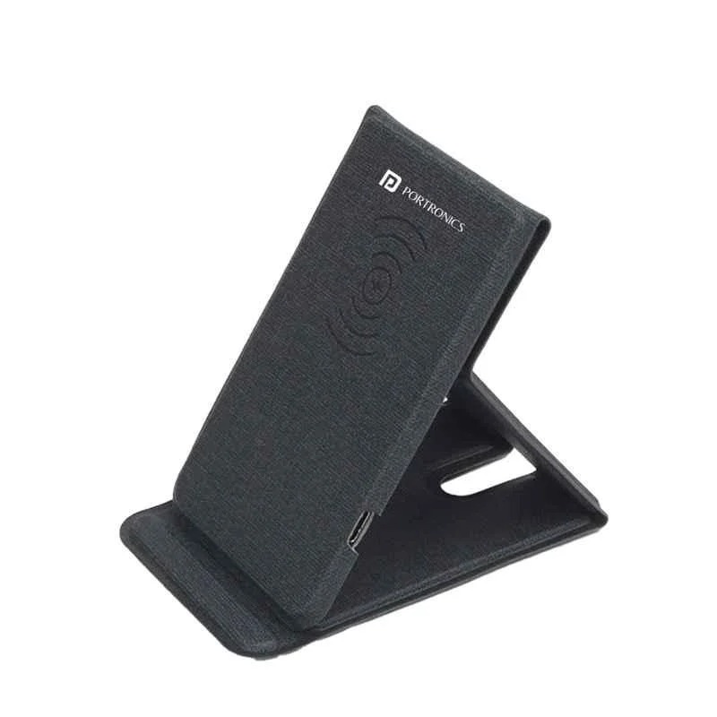 Portronics Freedom Fold Grey 15W PU leather Foldable wireless Charger POR 2123