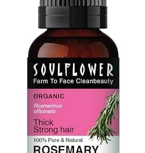Soulflower Rosemary Essential Oil for Hair Growth Hair Fall Control Hair Nourishment Strengthens Skin Care Clinically Proven and Ecocert Certified Organic 100 Pure Natural Undiluted 10ml