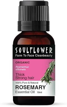 Soulflower Rosemary Essential Oil for Hair Growth Hair Fall Control Hair Nourishment Strengthens Skin Care Clinically Proven and Ecocert Certified Organic 100 Pure Natural Undiluted 10ml