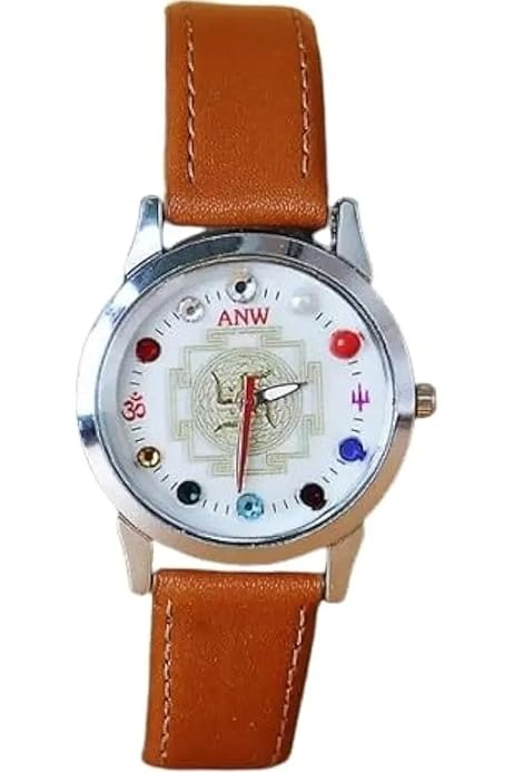 Astro Navagraha Watch Leather Lord Silicone Strap Analog Watch For Men s brown