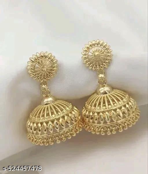Private Lable earings big size screw back alloy jhumkha with premium micro gold jumkhas pair of 1