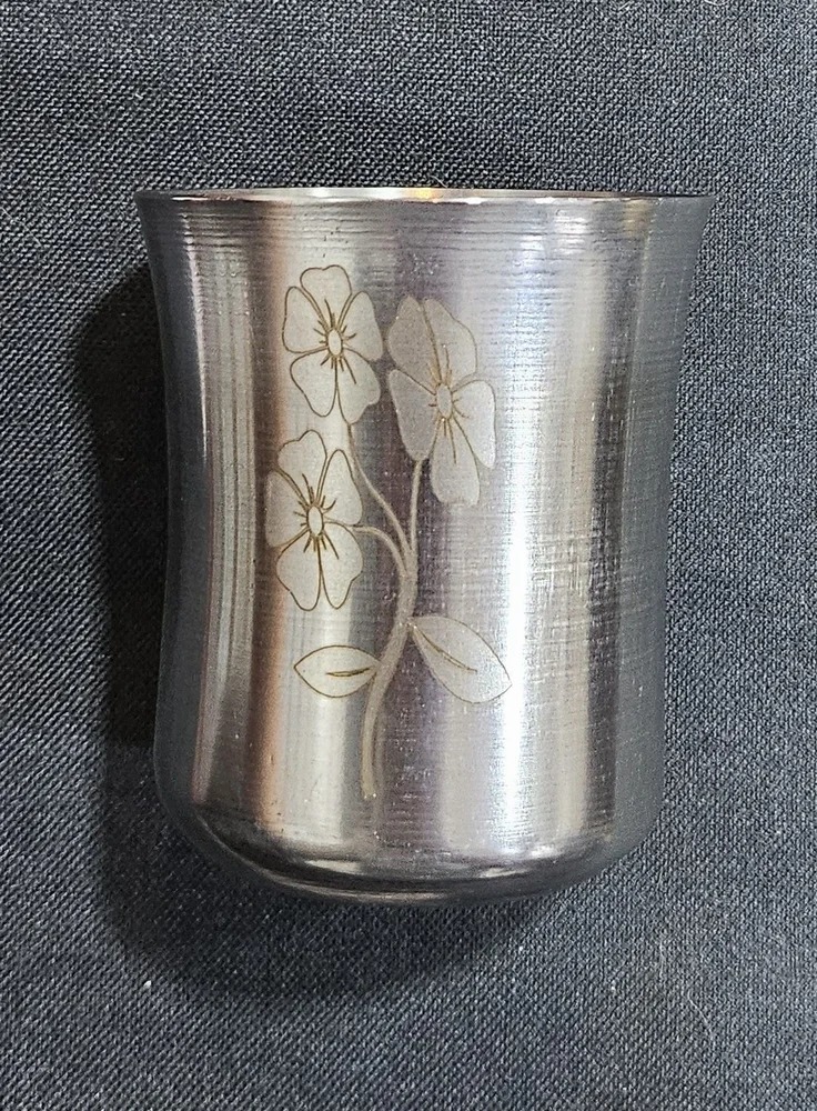 Yes Flower Stainless Steel Glasses for home silver 150ml