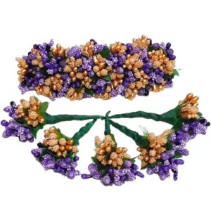 Private Label Artificial flower for hair veni gajra brooch bridal accessories set blue