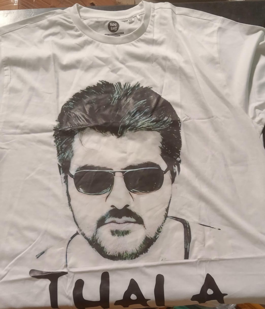 Tee Tag thala Printed Polycotton T Shirts For Mens White Colour Size XL