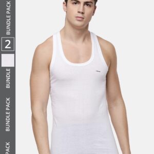 Dollar Lehar Men s White Pack of 2 Combed Cotton Vest size L