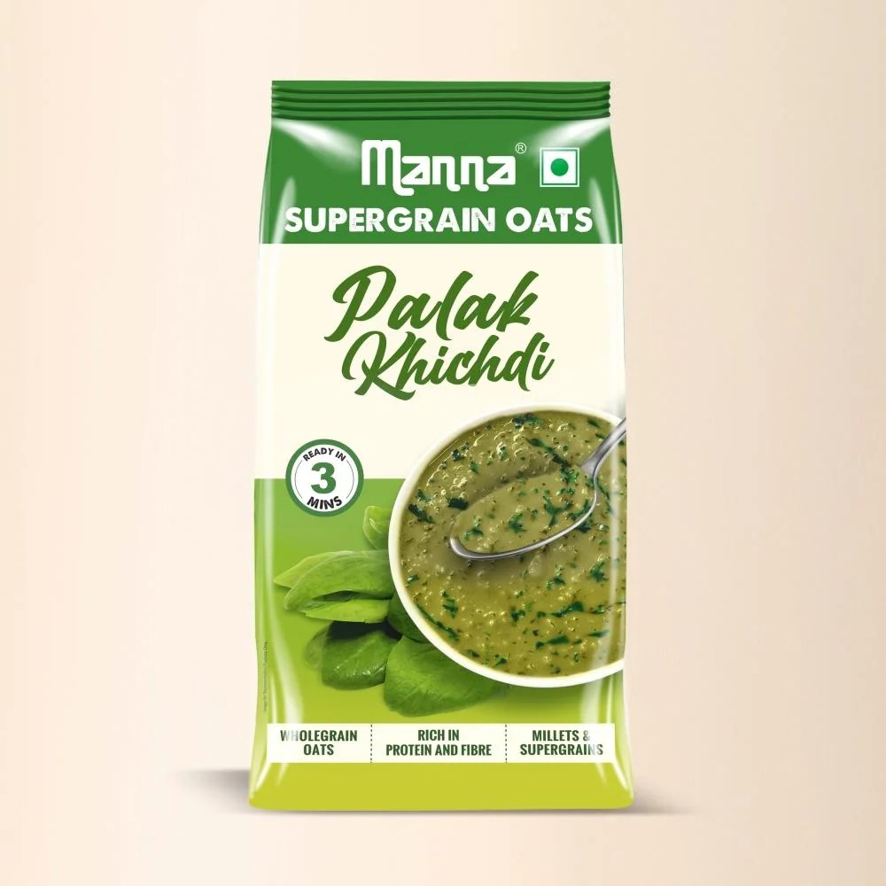 Manna Masala Oats Millets Supergrain Palak Khichidi No Palm Oil Transfat Rich in Fibre and Protein 450g