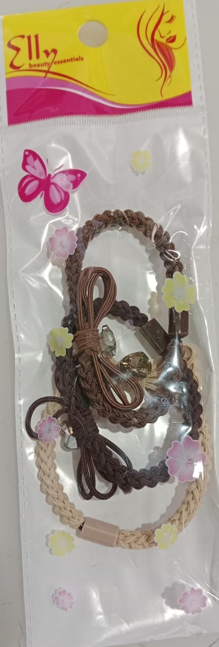 Elly Assorted Beaded Type Elastic Hairband Multicolour 3 Pcs