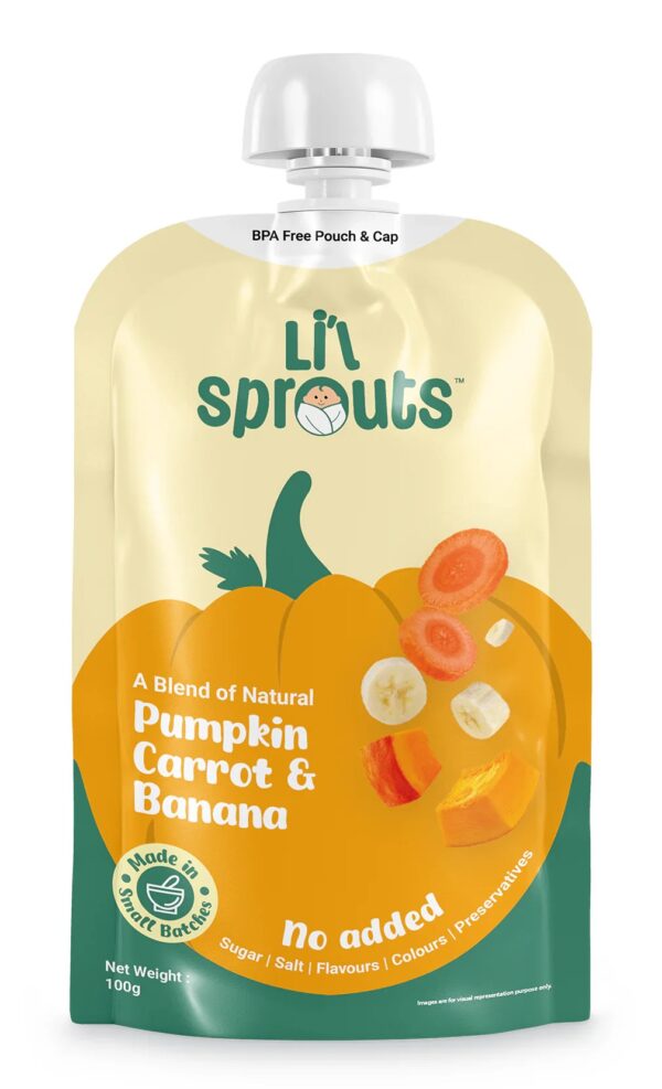Lil Sprouts pumpkin carrot and banana puree 100gm
