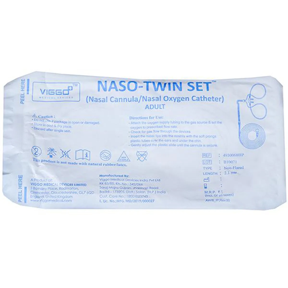 Naso Twin Set Nasal Cannula Nasal Oxygen Catheter Adult Vig
