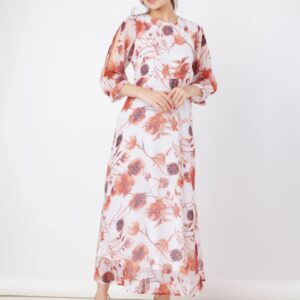 ZINK LONDON Off White Printed Regular Maxi Dress SIZE M