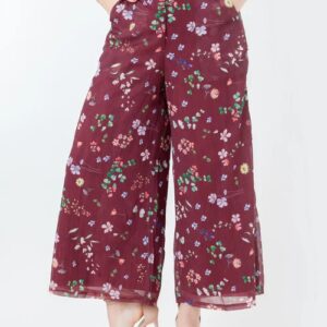 zink london Maroon Printed Regular Trouser SIZE S