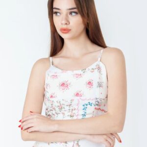 zink london White Printed Fitted Top SIZE S