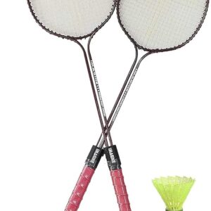 Will Win 2 Pcs Steel Badminton Racket Set with 1 Shuttlecock White