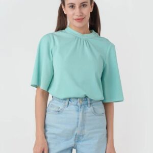 Zink London Leslie Turquoise Solid Regular Top Size XS