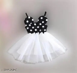 Private Label Girls Frock Black And White Colour Free Size