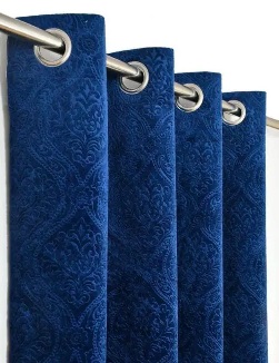 Private Label Homes Valvet Embros Curtains For Door Blue Colour