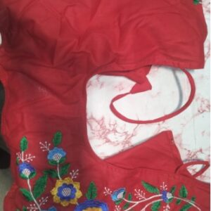 Private Label  Woman Blouse with Beautiful Embroidery Design Red 40
