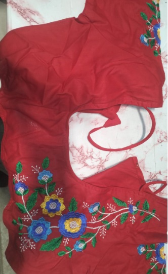 Private Label  Woman Blouse with Beautiful Embroidery Design Red 40