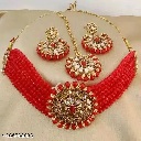 Private Label Fancy Red Choker Necklace Set For Women