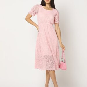 FIG Women Lace Shift Dress pink S Size