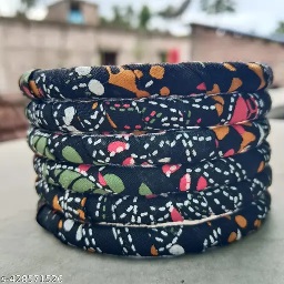 Private Label  Handmade Fabrics Bangles Black Colour 2.6 Size