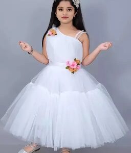 Private Label  Kids Girls Dress White Colour Free Size