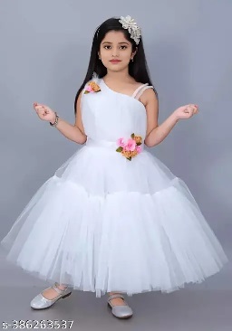 Private Label  Kids Girls Dress White Colour Free Size